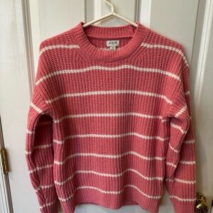 J. Crew Women's Sweater in Pink and White Stripes